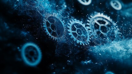 Explore the intricate mechanics of blue gears in motion