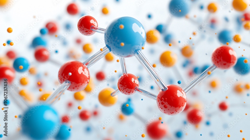 Aufkleber a colorful abstract representation of molecular structures, featuring interconnected atoms in variou