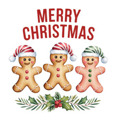 Cheerful Watercolor Christmas Gingerbread Scene