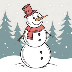 Happy snowman winter holiday cartoon illustration.

