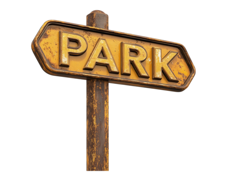 Park signpost isolated on a transparent background