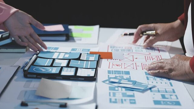 The designer team is designing the uxui system to make the uxui system work well on new phones and support system updates. Website development concept UI UX front end designer