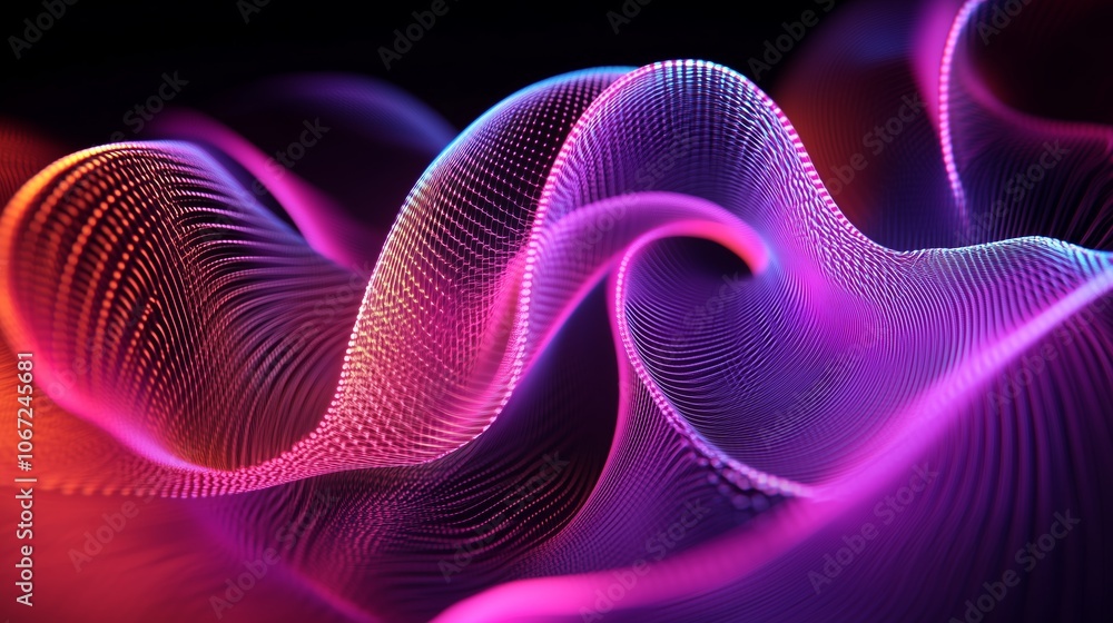 Poster vibrant waves of light dance in an abstract display of color and motion, creating a mesmerizing visu