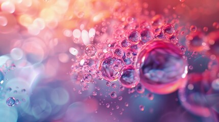 Macro shot of pink and purple bubbles with soft bokeh effect