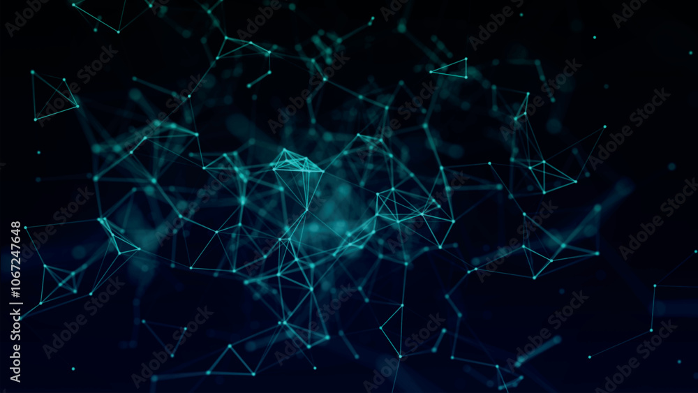 Poster abstract background with connecting dots and lines. network connection structure. plexus effect. 3d 