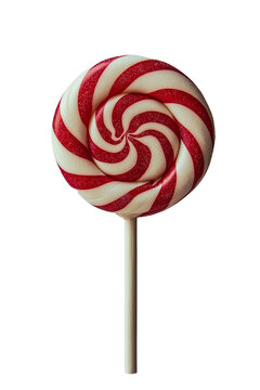 recommend clip art: Red and white striped lollipop on transparent background