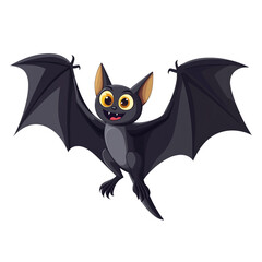 Cute Cartoon Bat Flying in The Night Sky