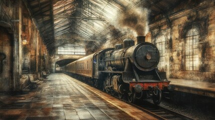 Railway Station - Historic railway station with a vintage platform, capturing the charm of classic rail travel.