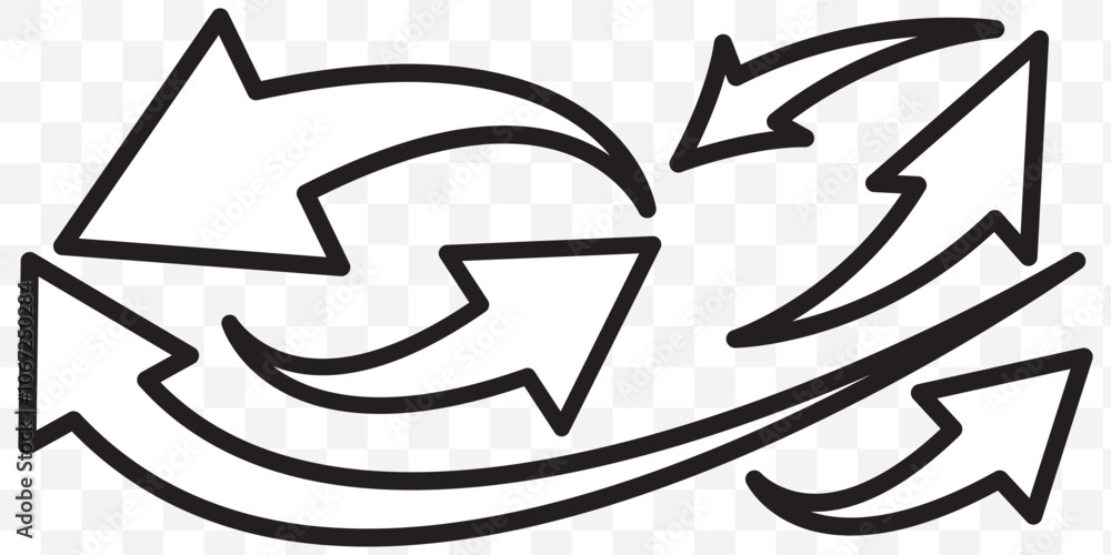 Aufkleber curved arrow right direction vector sign . isolated transparent . black large . big set simple icon 