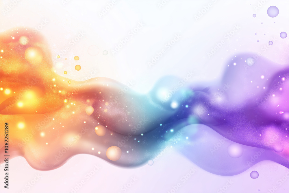 Aufkleber colorful abstract waves with shimmering effects flowing across a soft gradient background