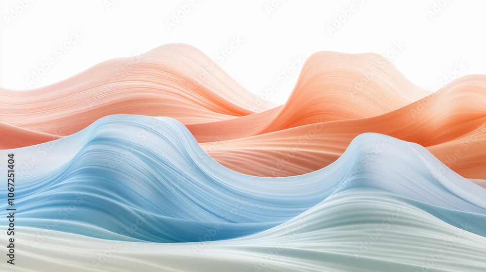 Poster abstract waves in soft pastel colors create a tranquil and soothing visual experience