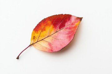 Apple leaf on a white background, showcasing full depth of field