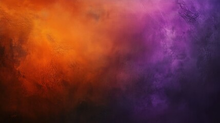 Fototapeta premium Abstract painting-style background in dark purple and orange tones, featuring a rough texture and a smooth orange gradient. Captured from a wide-angle top view, the high saturation and rich details br