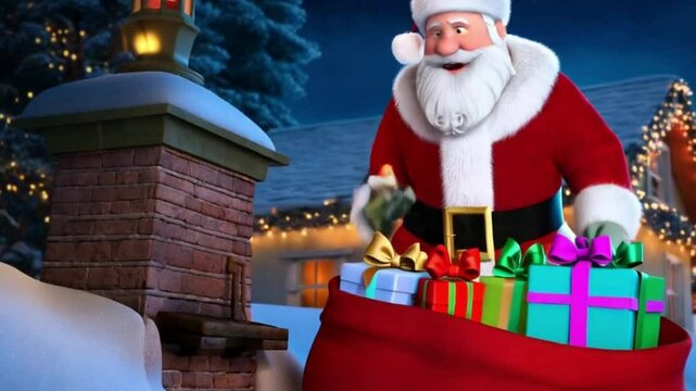 santa claus with christmas gifts