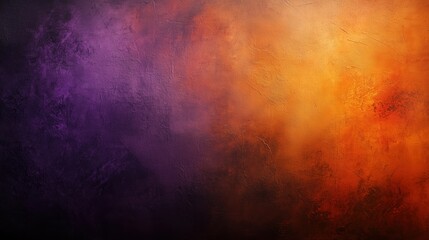 Abstract painting-style background in dark purple and orange tones, featuring a rough texture and a smooth orange gradient. Captured from a wide-angle top view, the high saturation and rich details br