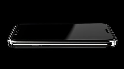A clean, minimalist phone with a black screen, displayed on a deep black background.