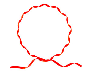 oval red ribbon frame isolated on white