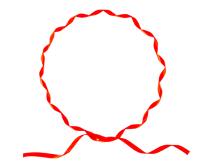 oval red ribbon frame isolated on white