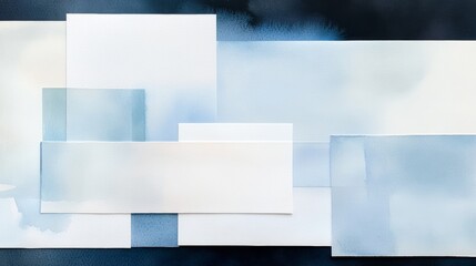 Obraz premium Captivating blue and white squares abstract painting, a modern art exploration of geometric design color harmony