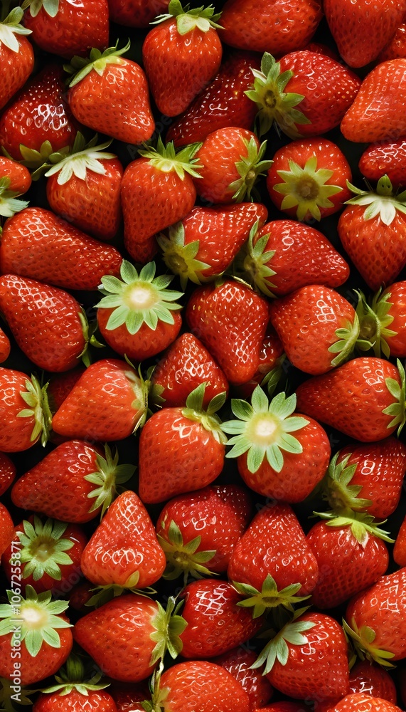 Poster creative strawberry abstract composition for modern art and design aesthetics featuring bright red a