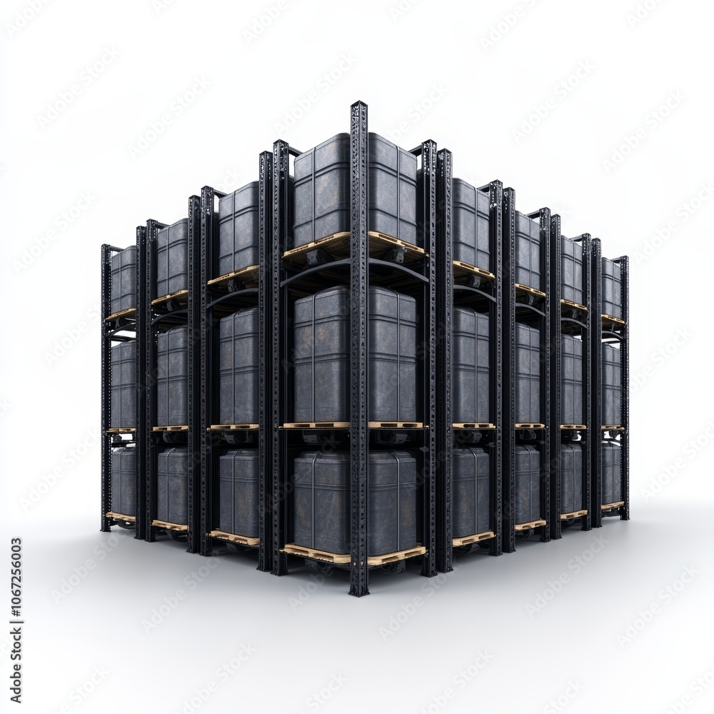 Poster highperformance computing, stack of black servers with gold accents for data storage and network sol