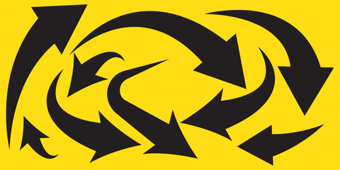 Black arrows icon vector set. Bold arrow symbol curved flat design isolated. eps 10.