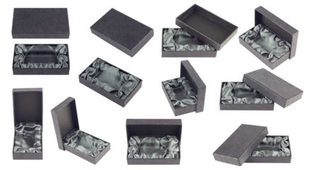 set of black gift box with soft bottom, isolated from background