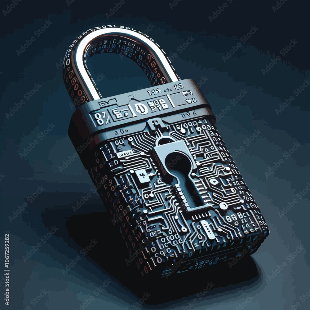 Fototapete locked usb drive with protective coding graphics
