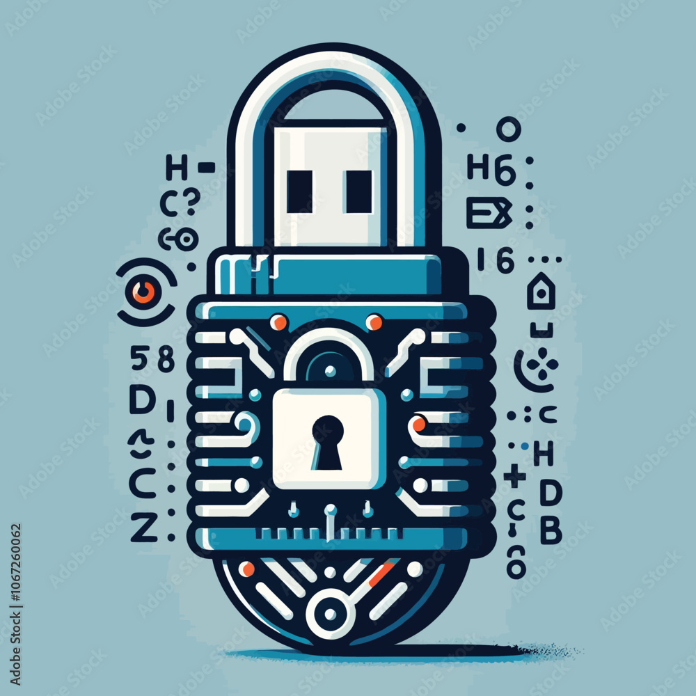 Fototapete locked usb drive with protective coding graphics