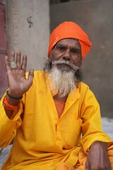 Portrait of a Wise Indian Monk Bestowing Blessings