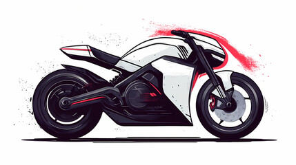 Electric motorcycle, modern and futuristic on a white background. Futuristic. Illustration