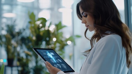The Woman with Tablet Interface
