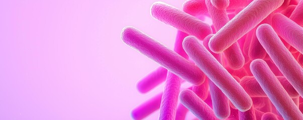 Colorful microscopic bacteria on a vibrant background.