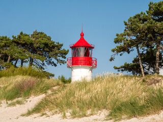 Gellen lighthouse on Baltic sea island Hiddensee, West Rügen, Germany