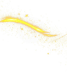 Golden sparkles and light trail isolate on transparent background, cutout, png