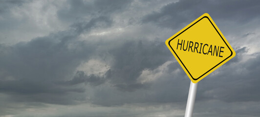 danger,caution,Hurricane Idalia warning sign against a powerful stormy background with copy space....