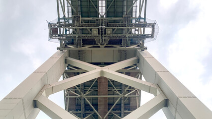 下から見上げた関門海峡の関門橋