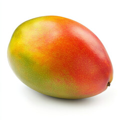 A fresh mango with a juicy orange flesh, isolated on a white background, highlighting its tropical and refreshing qualities