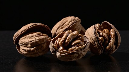 Obraz premium walnuts on a black background