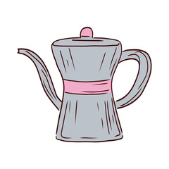 Geyser coffee maker in flat design. Classic italian mocha drink appliance. Vector illustration isolated.