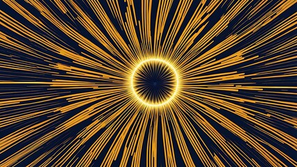 Obraz premium Abstract Golden Lines Radiating from Center Circle