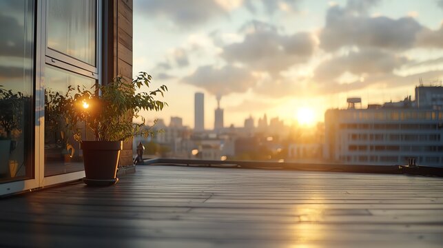 Rooftop solar array in industrial zone, green power production, zero emissions future