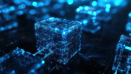 Digital Blue Blocks Symbolizing Blockchain Technology