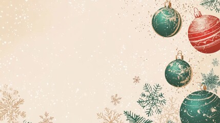 Fototapeta premium Paper Christmas Background with ornaments. border for christmas