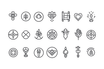 Core Values Icon Collection Vector Set - Minimalist Flat Design Illustrations Representing Acceptance, Integrity, and Balance