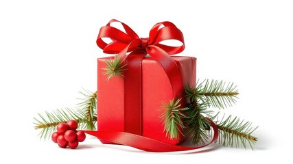 Gifts with red ribbons isolated on white background, red, present, festive