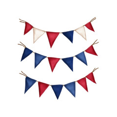 Fototapeta premium Watercolor Red, White, and Blue Bunting Flags