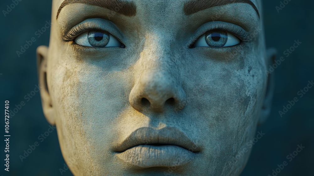 Poster Thoughtful 3D Face Displaying Questioning Expression