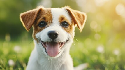 Lovable puppy with a goofy smile, playful park, 3D render