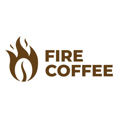 fire coffee flat minimalist logo design